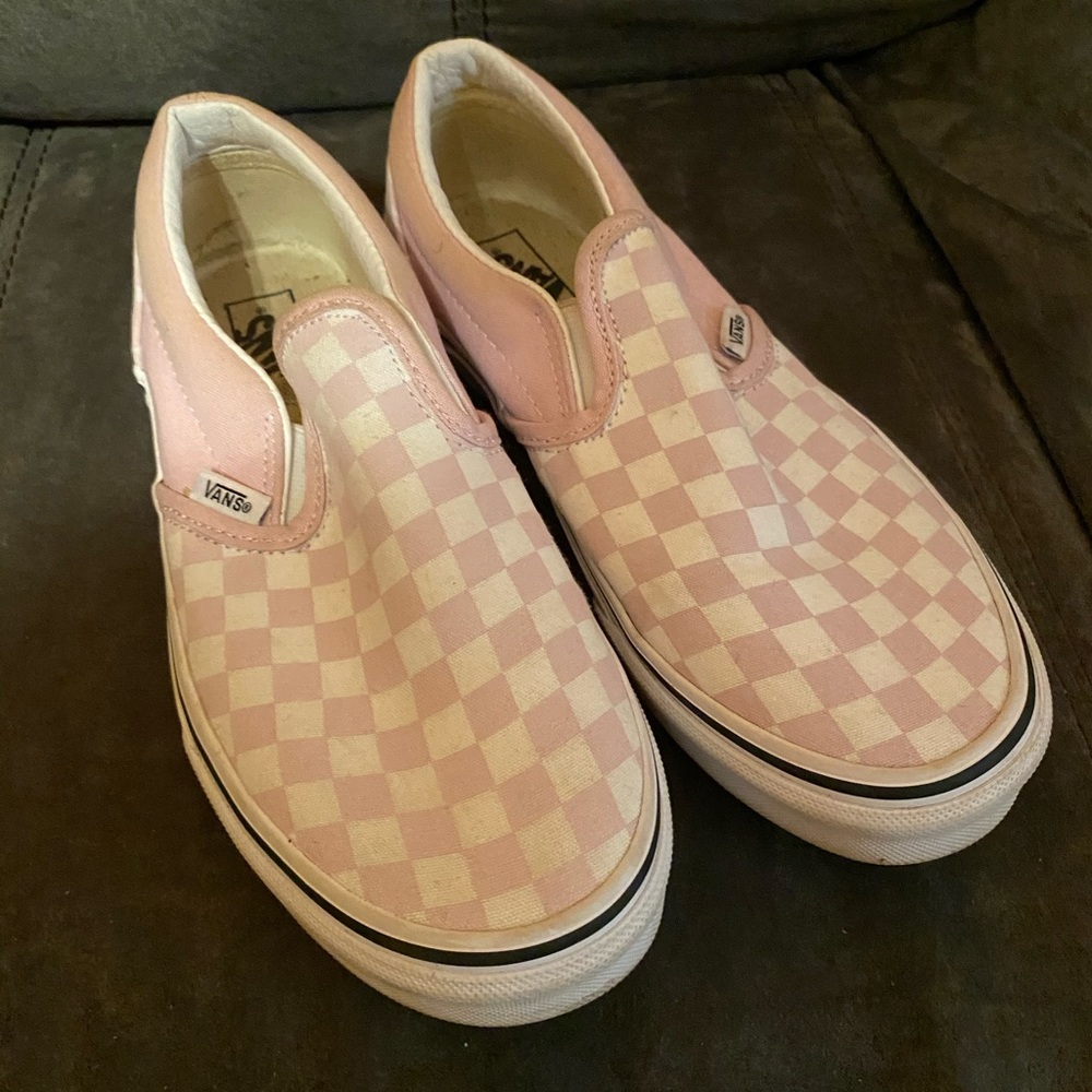Pastel Pink Checkerboard Vans